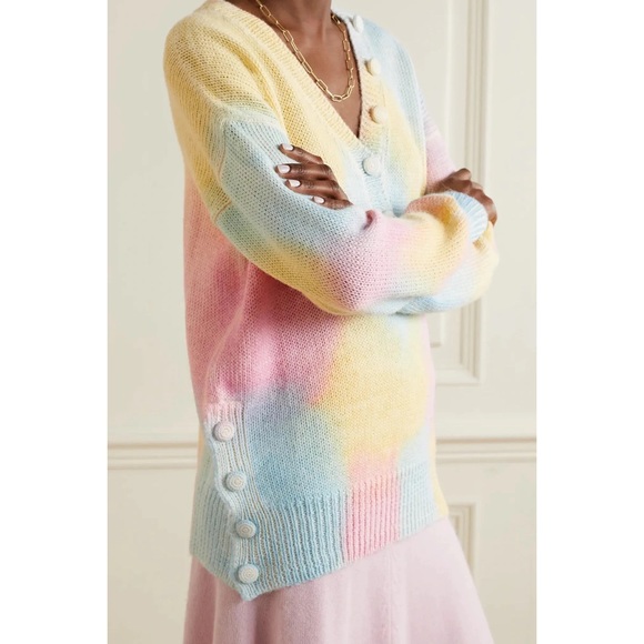 LoveShackFancy Naveen V-Neck Pullover Sweater Tie Dye Fairy Tale Women’s Small - Picture 4 of 16